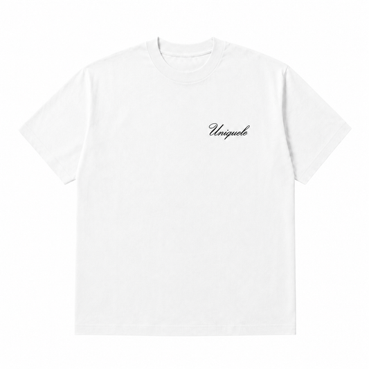 【ご予約商品】クルーネック Tシャツ Made in USA 6.5oz ホワイト×ブラック | uniquele ST2004
