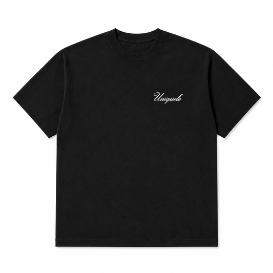 【ご予約商品】クルーネック Tシャツ Made in USA 6.5oz ブラック×ホワイト | uniquele ST2004