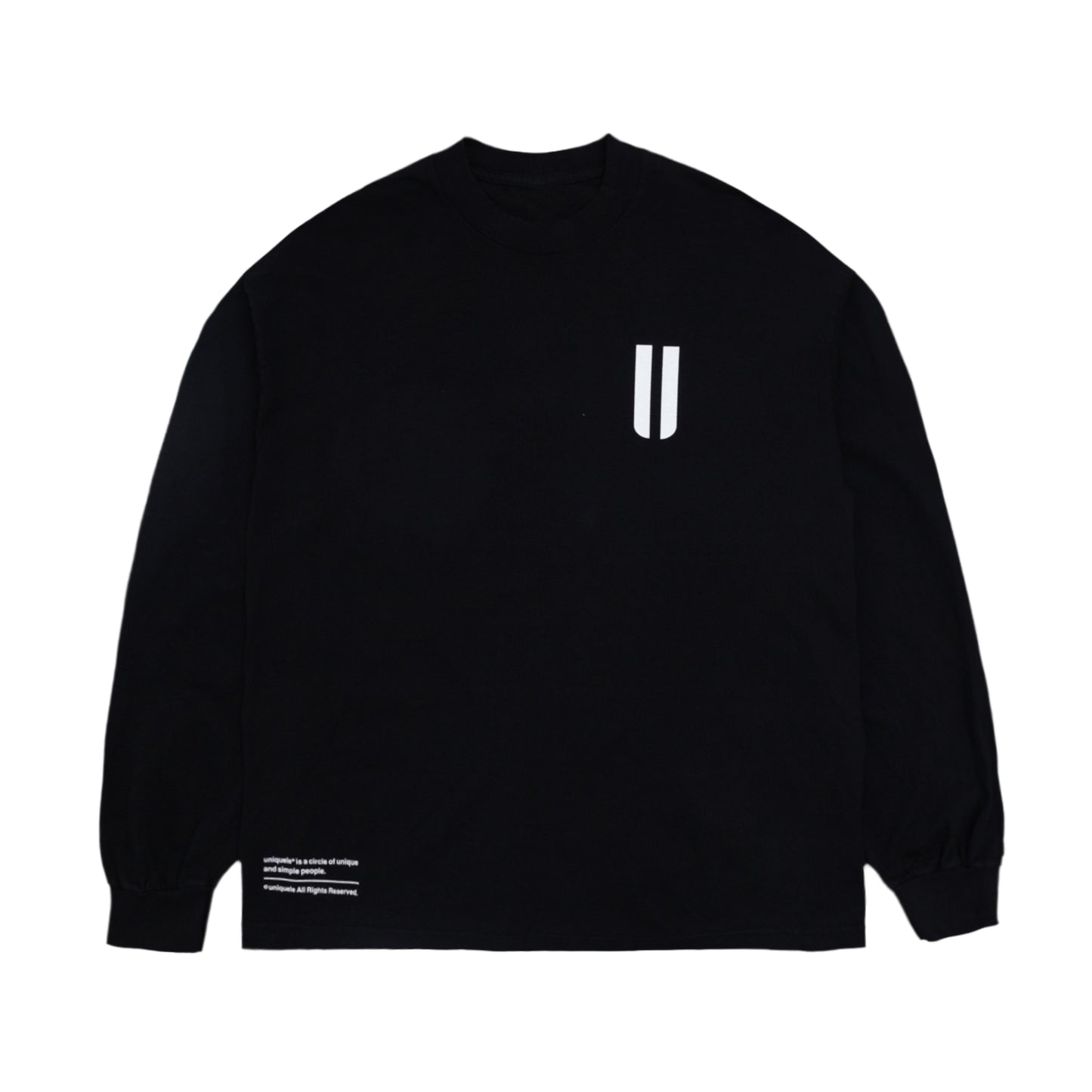ロンT クルーネック Made in USA 6.5oz ブラック×ホワイト uniquele LS2002