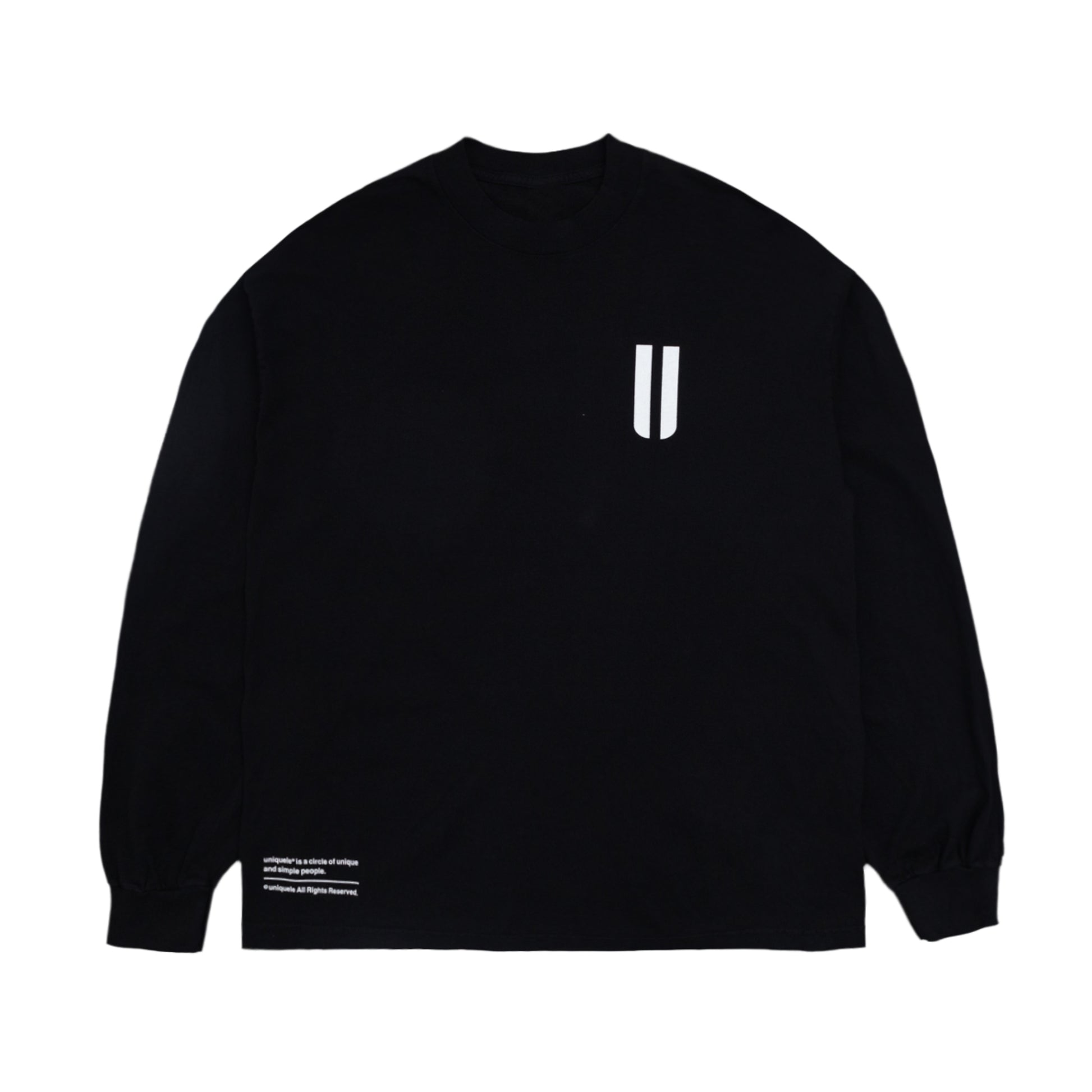 ロンT クルーネック Made in USA 6.5oz ブラック×ホワイト uniquele LS2002