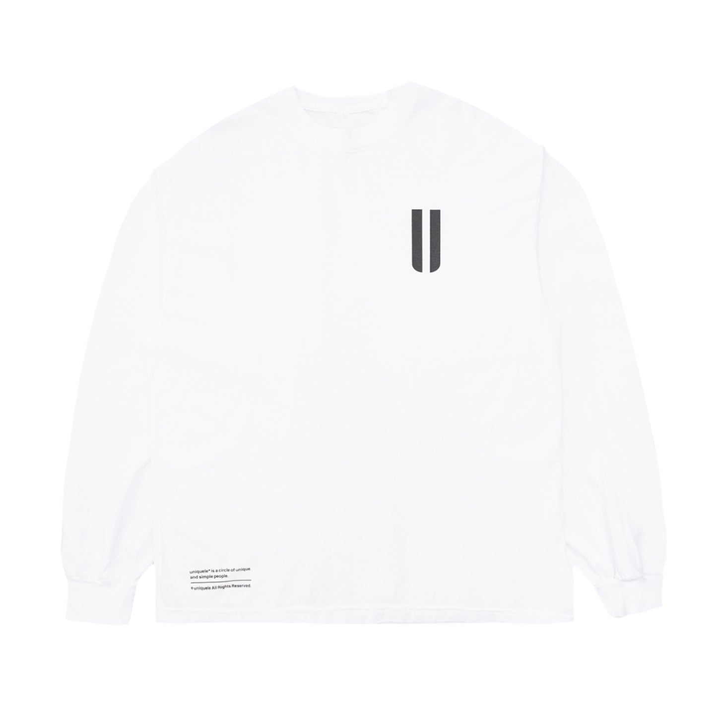 ロンT クルーネック Made in USA 6.5oz ホワイト×ブラック uniquele LS2002