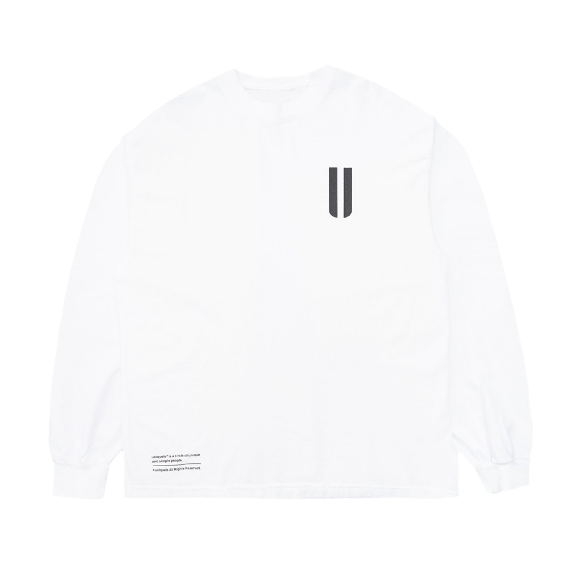 ロンT クルーネック Made in USA 6.5oz ホワイト×ブラック uniquele LS2002