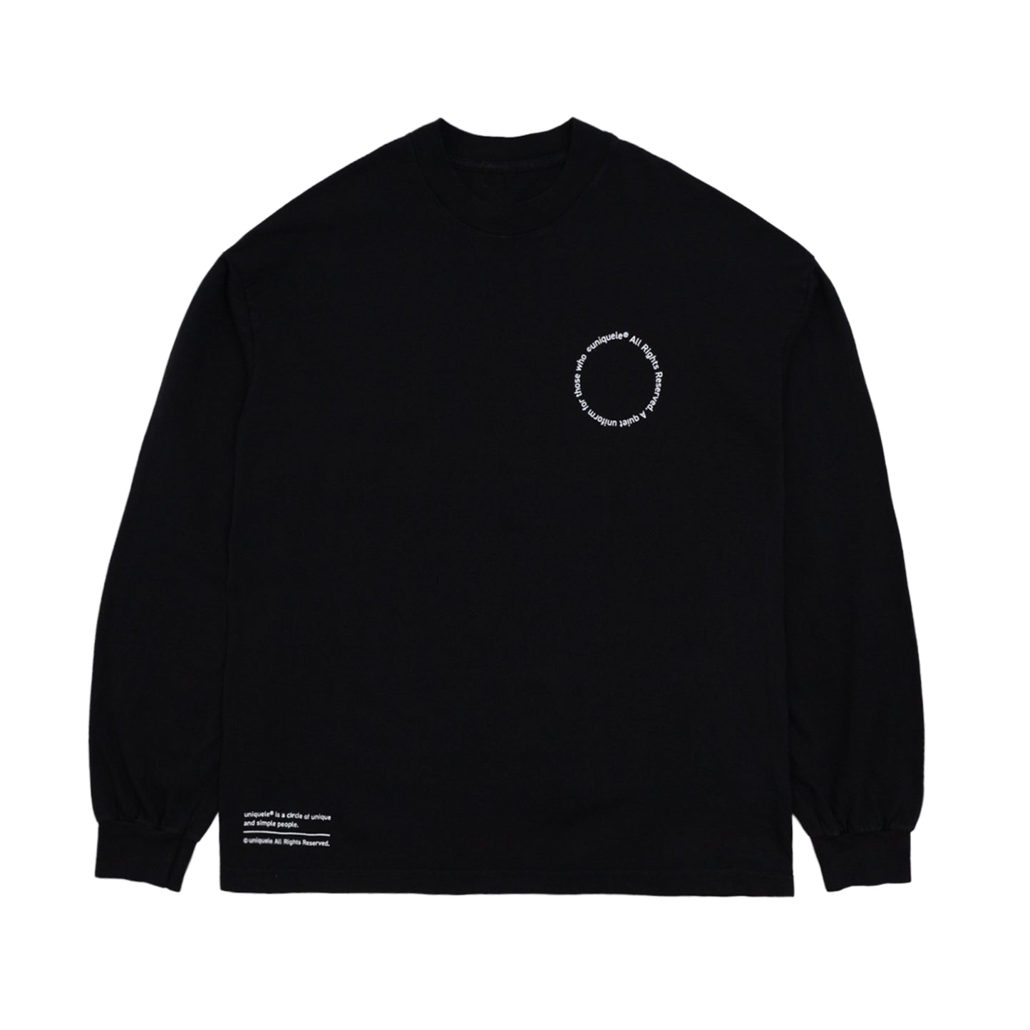 ロンT クルーネック Made in USA 6.5oz ブラック×ホワイト uniquele LS2003