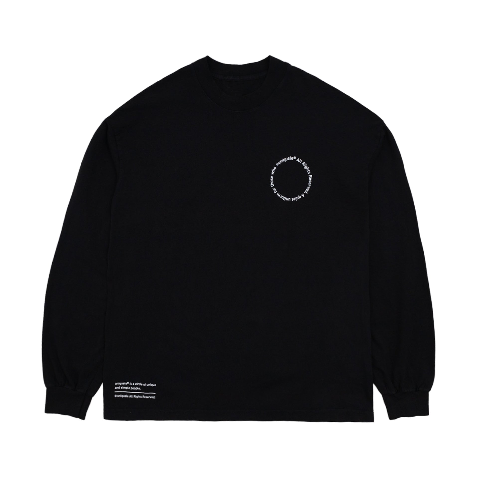 ロンT クルーネック Made in USA 6.5oz ブラック×ホワイト uniquele LS2003
