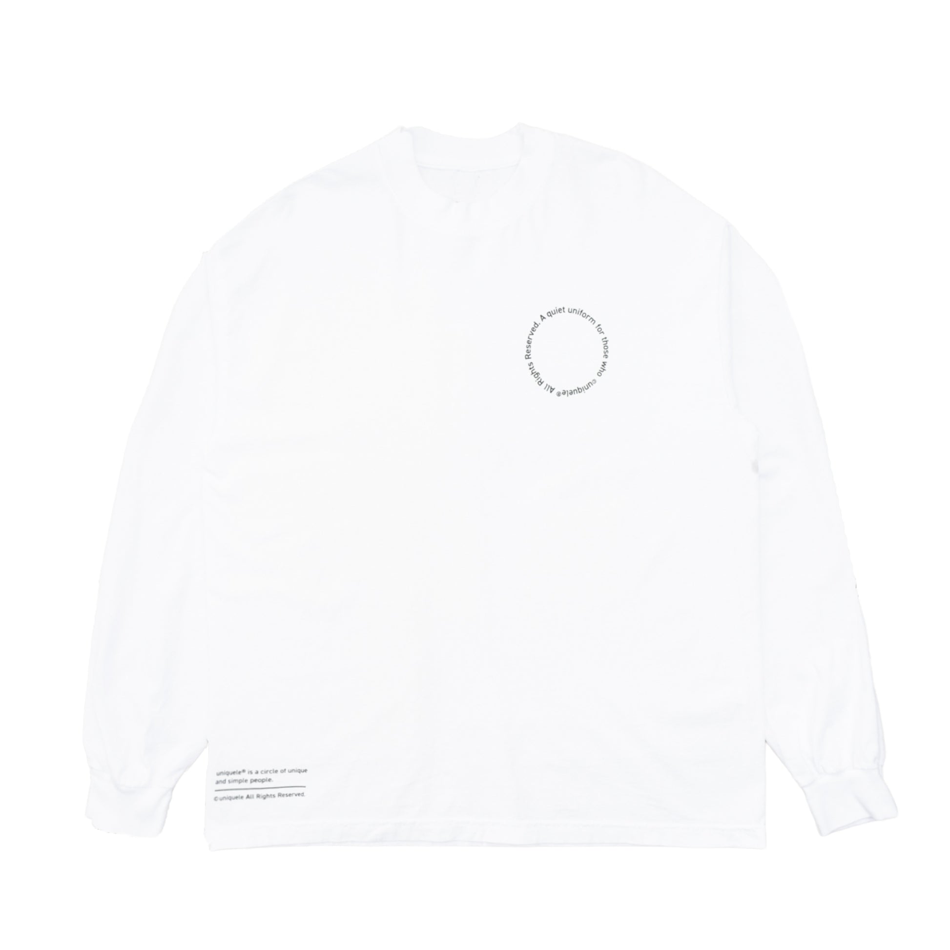 ロンT クルーネック Made in USA 6.5oz ホワイト×ブラック uniquele LS2003