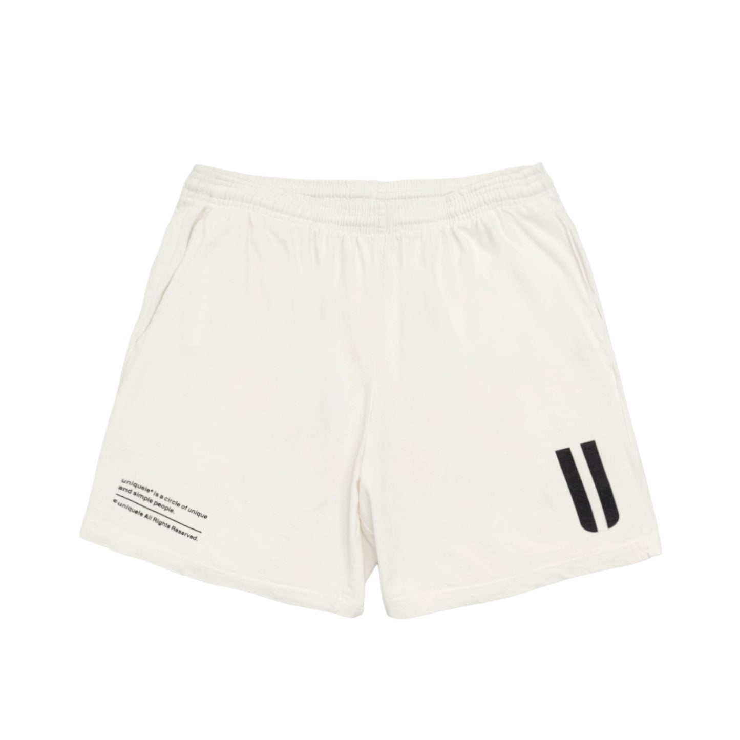 スウェットショーツ Made in USA コットン 8.5oz オフホワイト×ブラック uniquele SP2002